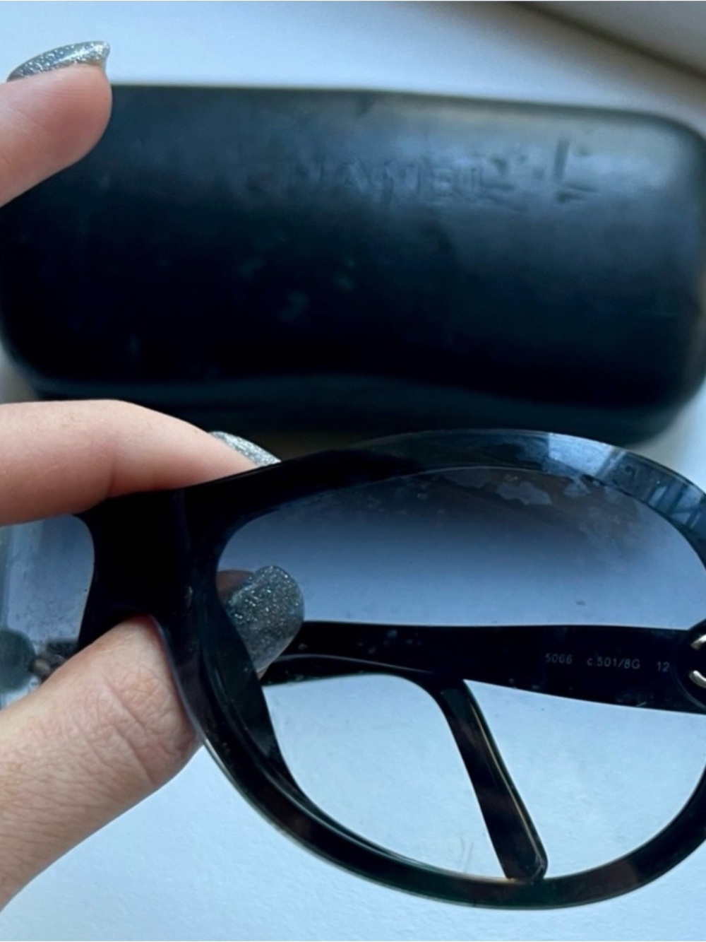 AUTH CHANEL 5066 Shield Black Gradient CC Sunglasses - Picture 2 of 7